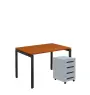 SET-UK 328 stůl kancelářský, kovová podnož černá + kontejner pojízdný, 4-zásuvkový, třešeň šumavská