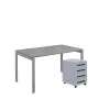 SET-UK 348 stůl kancelářský, kovová podnož stříbrná + kontejner pojízdný, 4-zásuvkový, šedá