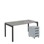 SET-UK 368 stůl kancelářský, kovová podnož černá + kontejner pojízdný, 4-zásuvkový, šedá