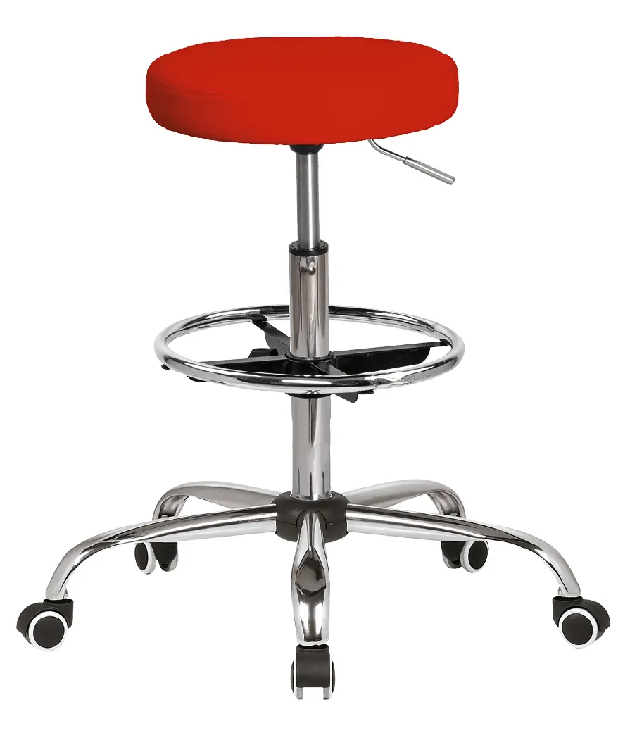 LZ 21 EXT židle lékařská, kříž chrom, kruh pro nohy, ekokůže červená