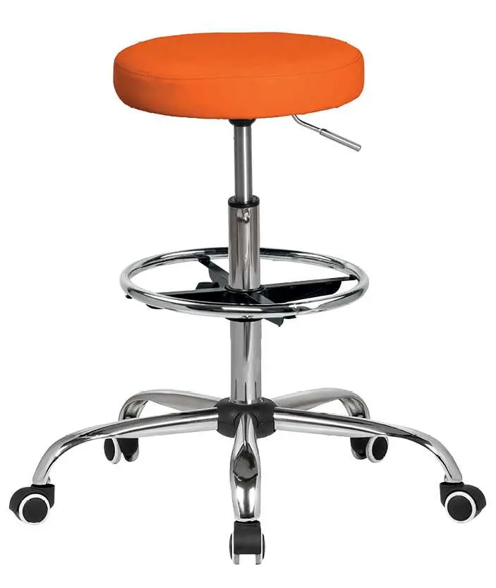 LZ 21 EXT židle lékařská, kříž chrom, kruh pro nohy, ekokůže oranžová