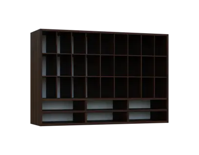 JPH - CUPPUT horní skříňka, policová na hrníčky, záda plexisklo, 800x1200x330, ořech královský