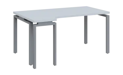 SIRK 38 - 164 stůl kancelářský, rohový, levý, kovová podnož stříbrná, deska 36 mm, široký 1600 mm, bílá