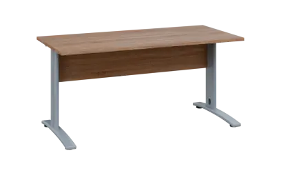 OPK 27 - 16 stůl kancelářský, kovová podnož stříbrná, deska 25 mm, široký 1600 mm, dub bardolino