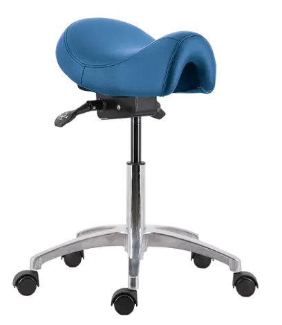 SADDLE 01, pracovní židle sedlová, ekokůže modrá