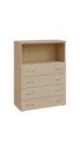 BN 3 - 84ZN kancelářská skříň, 4-zásuvková/nika, 1100x800x400, bříza irská