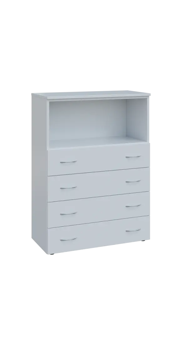 BN 3 - 84ZN kancelářská skříň, 4-zásuvková/nika, 1100x800x400, bílá