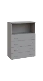 BN 3 - 84ZN kancelářská skříň, 4-zásuvková/nika, 1100x800x400, šedá