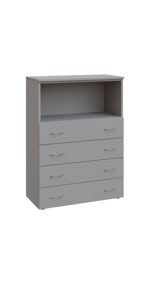 BN 3 - 84ZN kancelářská skříň, 4-zásuvková/nika, 1100x800x400, šedá