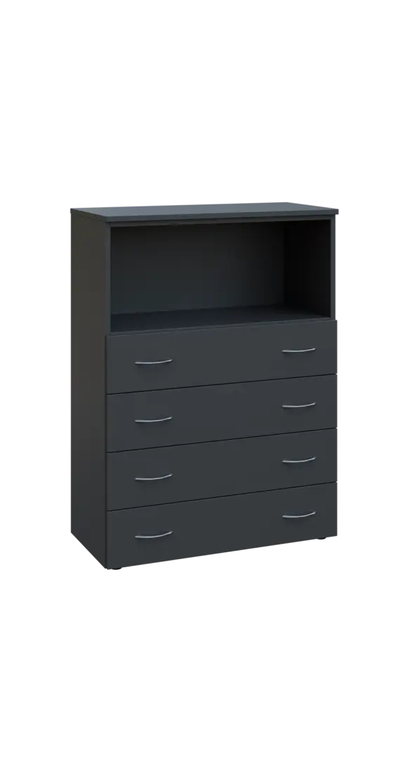 BN 3 - 84ZN kancelářská skříň, 4-zásuvková/nika, 1100x800x400, antracit