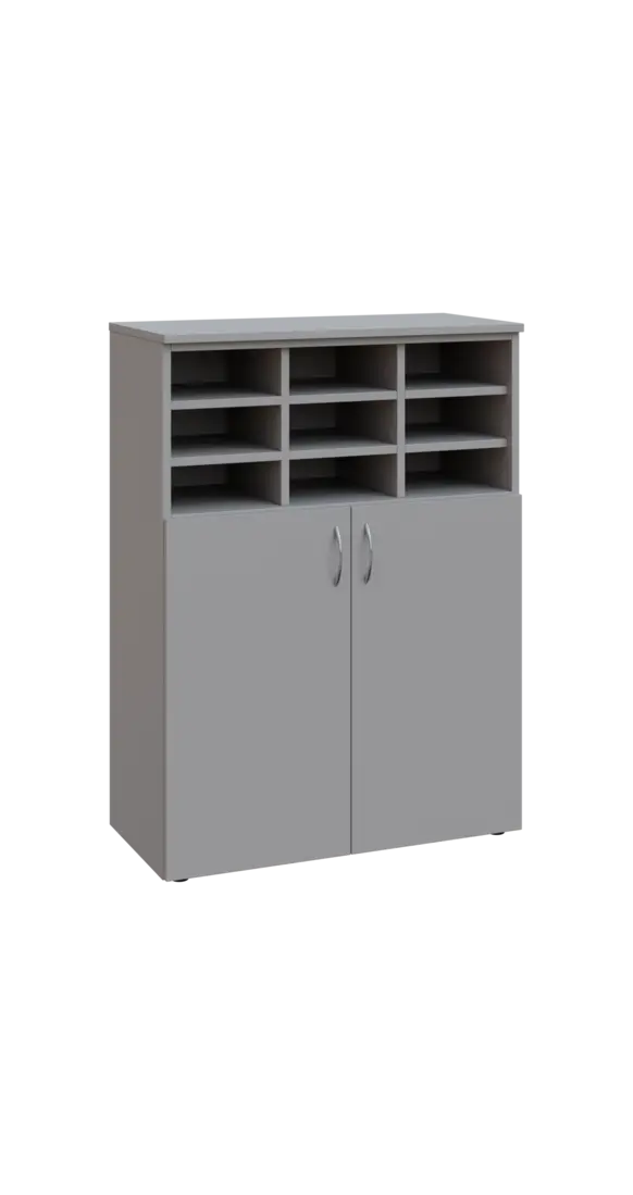 BRG - 3 kancelářská skříň, 2-dveřová/registrační vložka, 1100x800x400, šedá