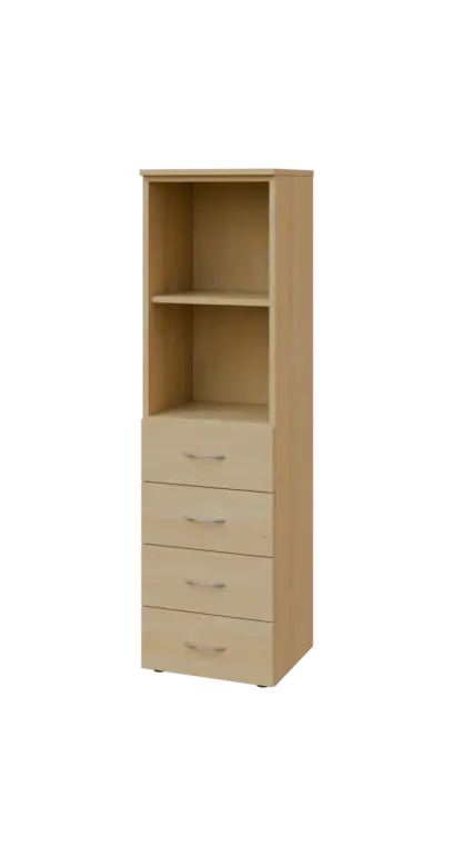 BN 4 - 4ZN kancelářská skříň, 4-zásuvková/nika, 1450x400x400, javor horský