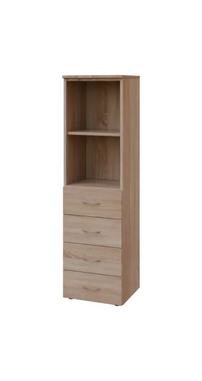 BN 4 - 4ZN kancelářská skříň, 4-zásuvková/nika, 1450x400x400, dub bardolino