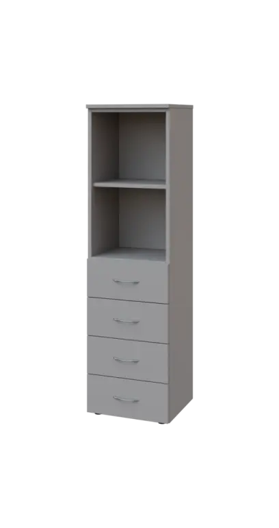 BN 4 - 4ZN kancelářská skříň, 4-zásuvková/nika, 1450x400x400, šedá