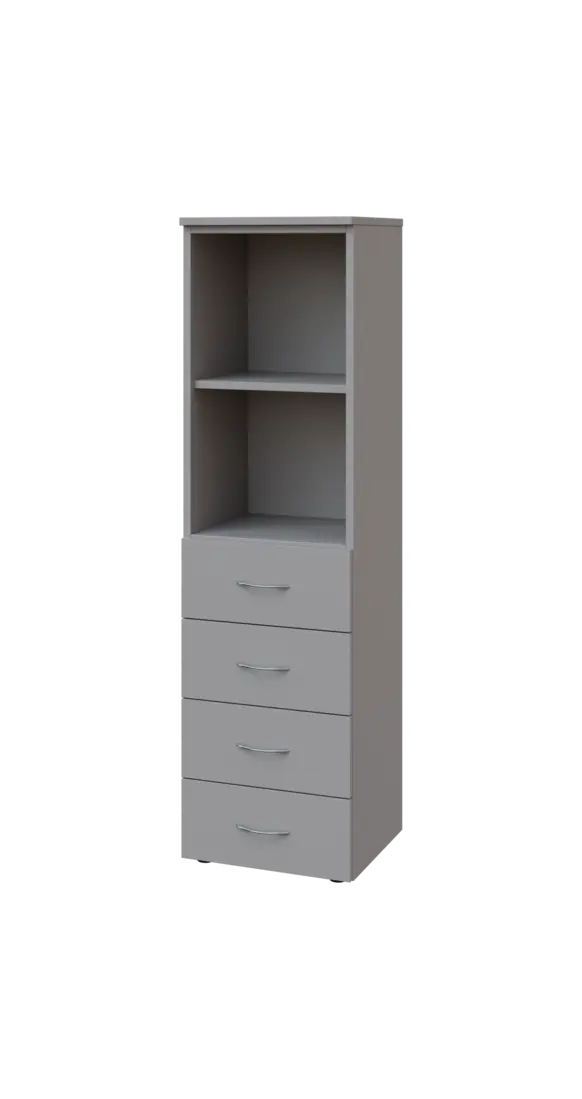 BN 4 - 4ZN kancelářská skříň, 4-zásuvková/nika, 1450x400x400, šedá