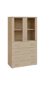 BN 4 - 84ZS kancelářská skříň, 4-zásuvková/prosklená, 1450x800x400, bříza irská
