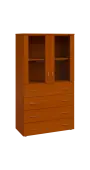 BN 4 - 84ZS kancelářská skříň, 4-zásuvková/prosklená, 1450x800x400, třešeň šumavská