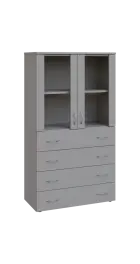 BN 4 - 84ZS kancelářská skříň, 4-zásuvková/prosklená, 1450x800x400, šedá