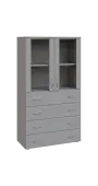 BN 4 - 84ZS kancelářská skříň, 4-zásuvková/prosklená, 1450x800x400, šedá