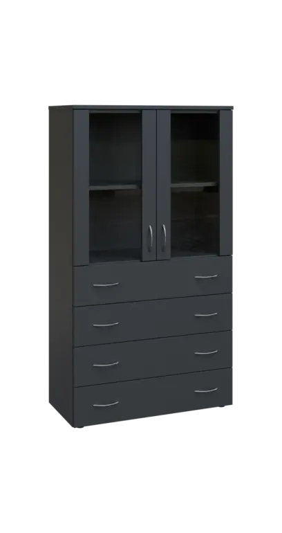 BN 4 - 84ZS kancelářská skříň, 4-zásuvková/prosklená, 1450x800x400, antracit
