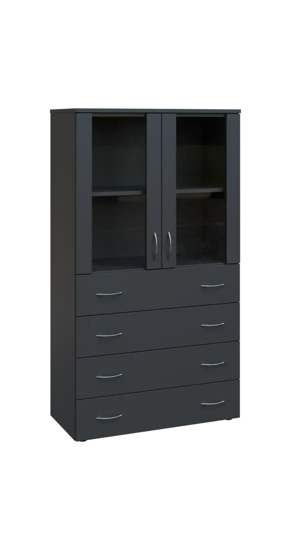 BN 4 - 84ZS kancelářská skříň, 4-zásuvková/prosklená, 1450x800x400, antracit