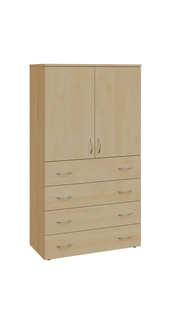 BN 4 - 84ZD kancelářská skříň, 4-zásuvková/2-dveřová, 1450x800x400, javor horský