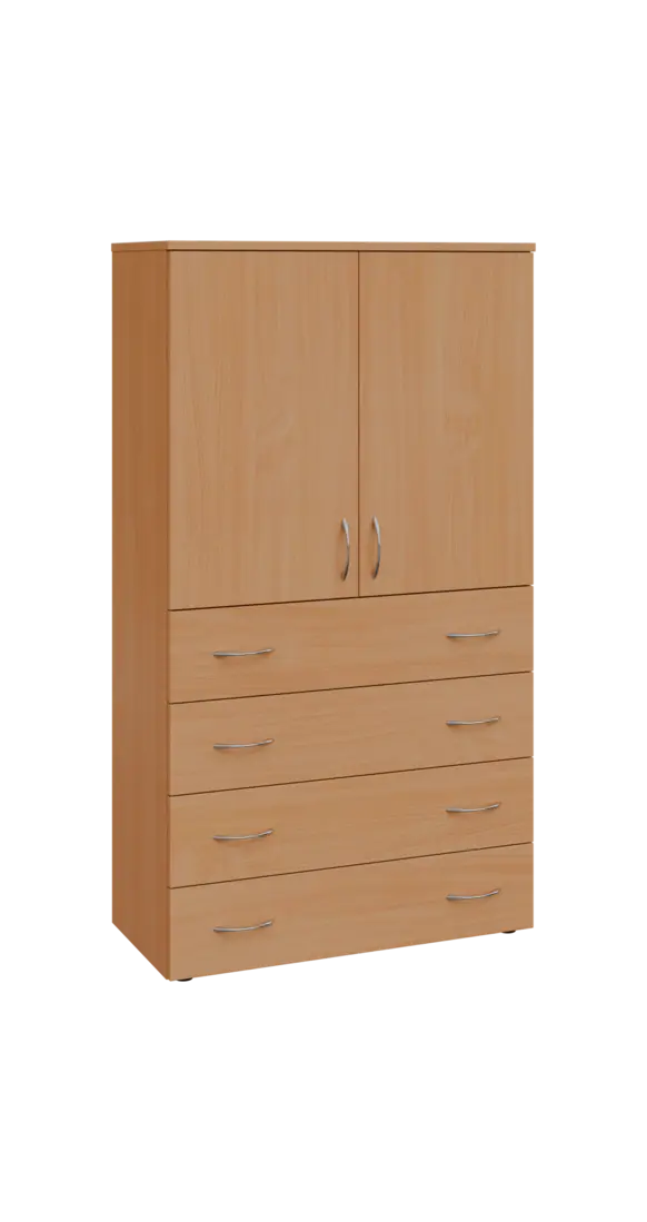 BN 4 - 84ZD kancelářská skříň, 4-zásuvková/2-dveřová, 1450x800x400, buk royal