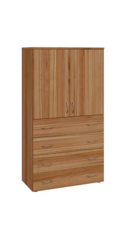 BN 4 - 84ZD kancelářská skříň, 4-zásuvková/2-dveřová, 1450x800x400, ořech světlý