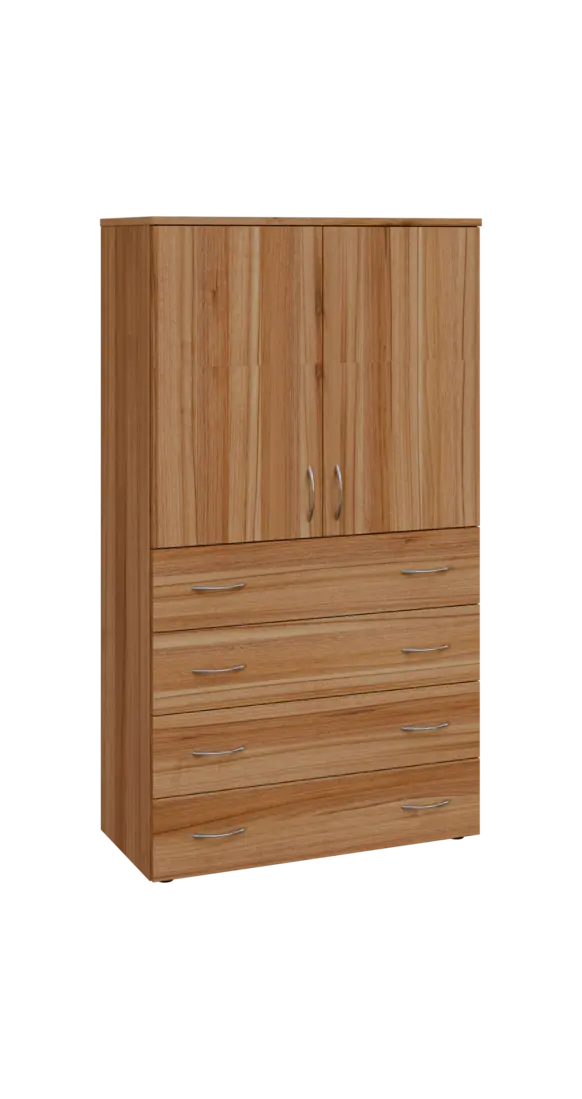 BN 4 - 84ZD kancelářská skříň, 4-zásuvková/2-dveřová, 1450x800x400, ořech světlý