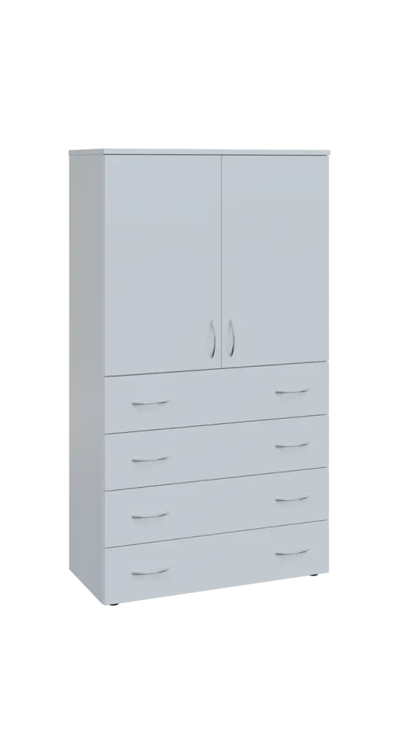 BN 4 - 84ZD kancelářská skříň, 4-zásuvková/2-dveřová, 1450x800x400, bílá