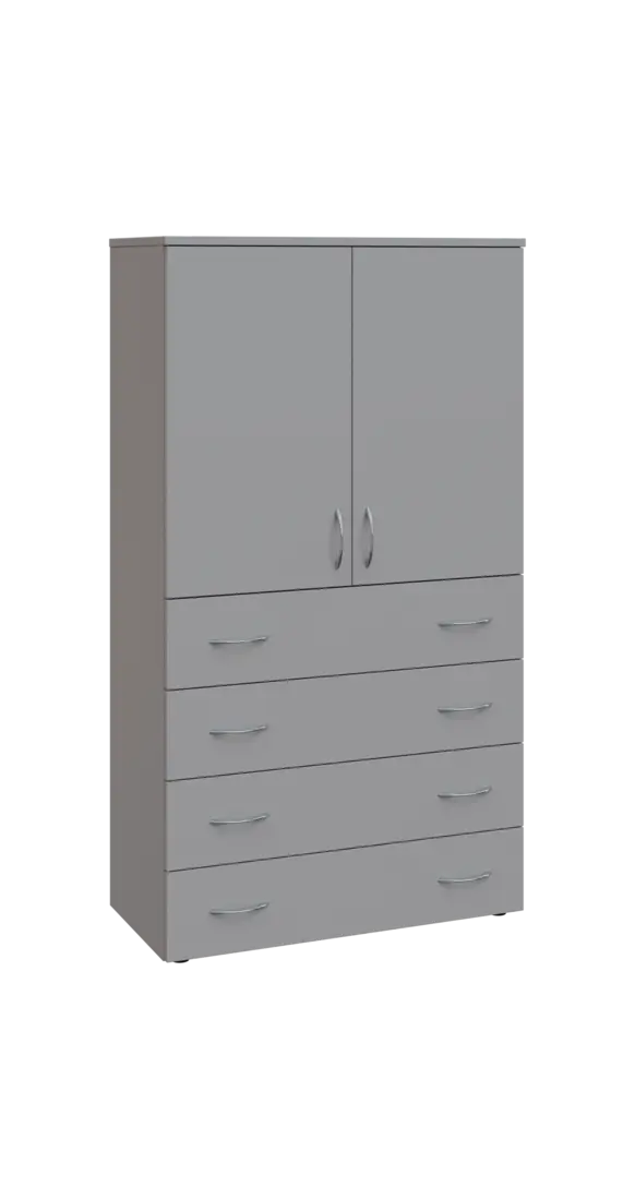 BN 4 - 84ZD kancelářská skříň, 4-zásuvková/2-dveřová, 1450x800x400, šedá