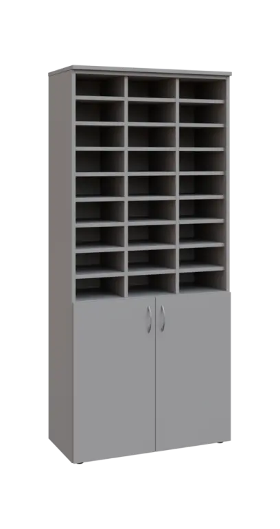 BRG - 5 kancelářská skříň, 2-dveřová, 3x registrační vložka, 1800x800x400, šedá