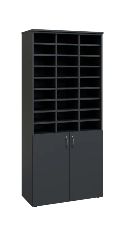 BRG - 5 kancelářská skříň, 2-dveřová, 3x registrační vložka, 1800x800x400, antracit