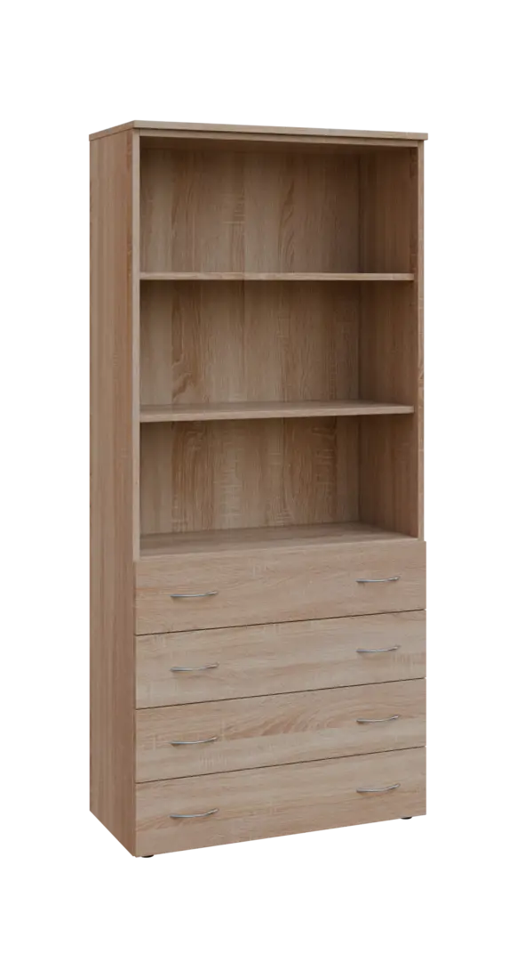 BN 5 - 84ZN kancelářská skříň, 4-zásuvková/nika, 1800x800x400, dub bardolino