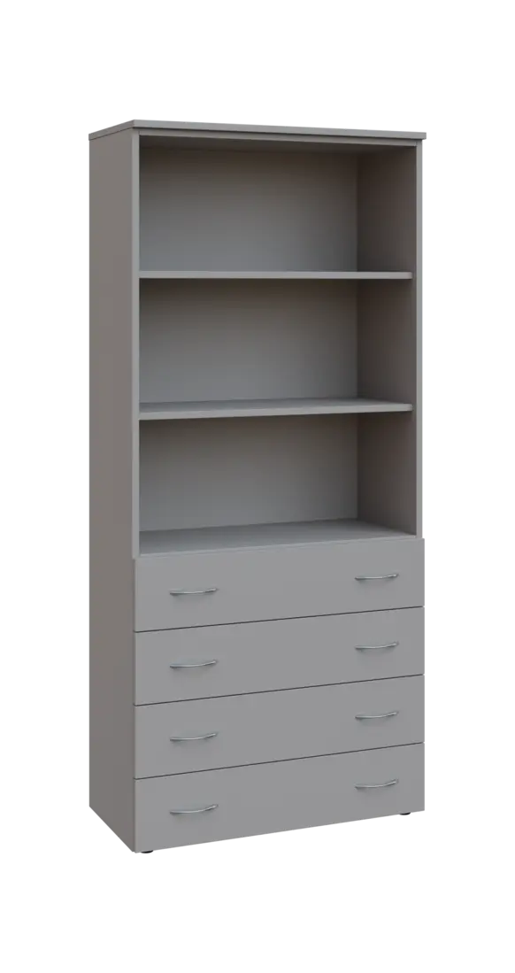 BN 5 - 84ZN kancelářská skříň, 4-zásuvková/nika, 1800x800x400, šedá