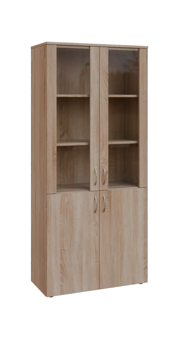 BN 5 - 8DS kancelářská skříň, 4-dveřová/prosklená, 1800x800x400, dub bardolino