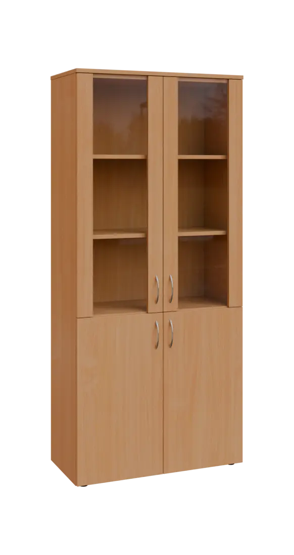 BN 5 - 8DS kancelářská skříň, 4-dveřová/prosklená, 1800x800x400, buk royal