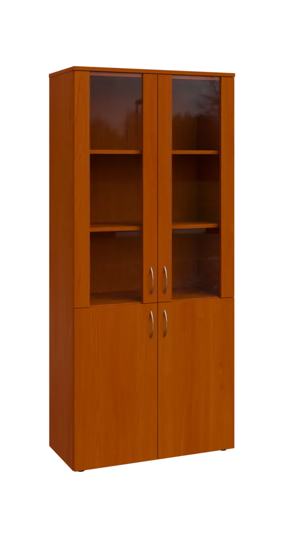 BN 5 - 8DS kancelářská skříň, 4-dveřová/prosklená, 1800x800x400, třešeň šumavská