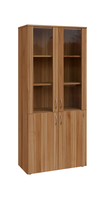 BN 5 - 8DS kancelářská skříň, 4-dveřová/prosklená, 1800x800x400, ořech světlý