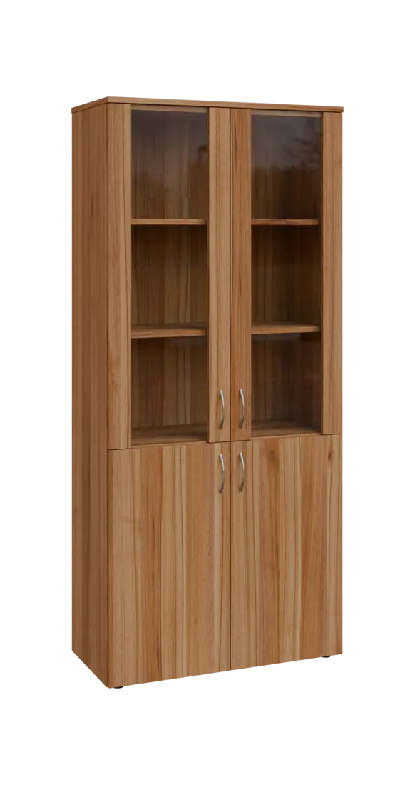 BN 5 - 8DS kancelářská skříň, 4-dveřová/prosklená, 1800x800x400, ořech světlý