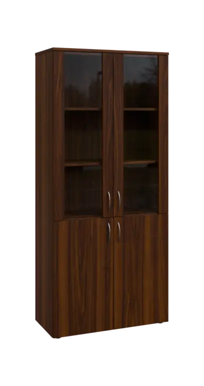 BN 5 - 8DS kancelářská skříň, 4-dveřová/prosklená, 1800x800x400, ořech královský