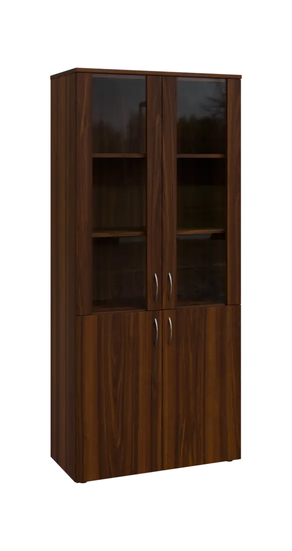 BN 5 - 8DS kancelářská skříň, 4-dveřová/prosklená, 1800x800x400, ořech královský