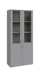 BN 5 - 8DS kancelářská skříň, 4-dveřová/prosklená, 1800x800x400, šedá