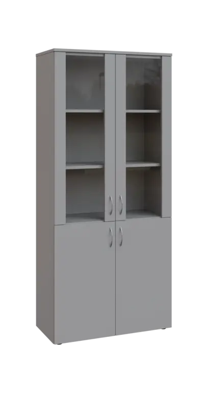 BN 5 - 8DS kancelářská skříň, 4-dveřová/prosklená, 1800x800x400, šedá