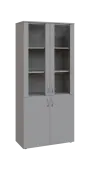 BN 5 - 8DS kancelářská skříň, 4-dveřová/prosklená, 1800x800x400, šedá