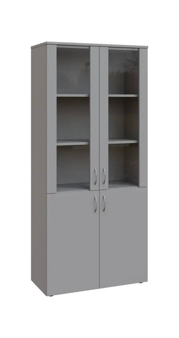 BN 5 - 8DS kancelářská skříň, 4-dveřová/prosklená, 1800x800x400, šedá