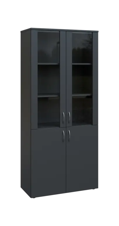 BN 5 - 8DS kancelářská skříň, 4-dveřová/prosklená, 1800x800x400, antracit