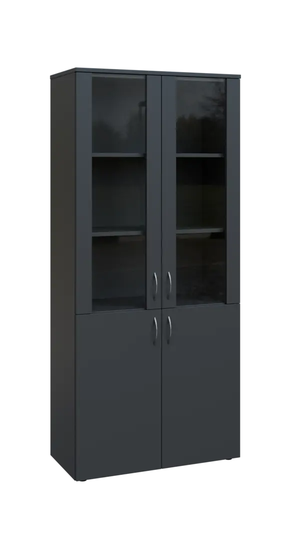 BN 5 - 8DS kancelářská skříň, 4-dveřová/prosklená, 1800x800x400, antracit