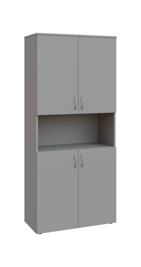 BN 5 - 84DN kancelářská skříň, 4-dvéřová/nika, 1800x800x400, šedá