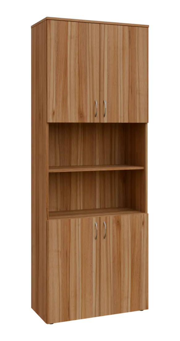 BN 6 - 84DN kancelářská skříň, 4-dveřová/nika, 2150x800x400, ořech světlý